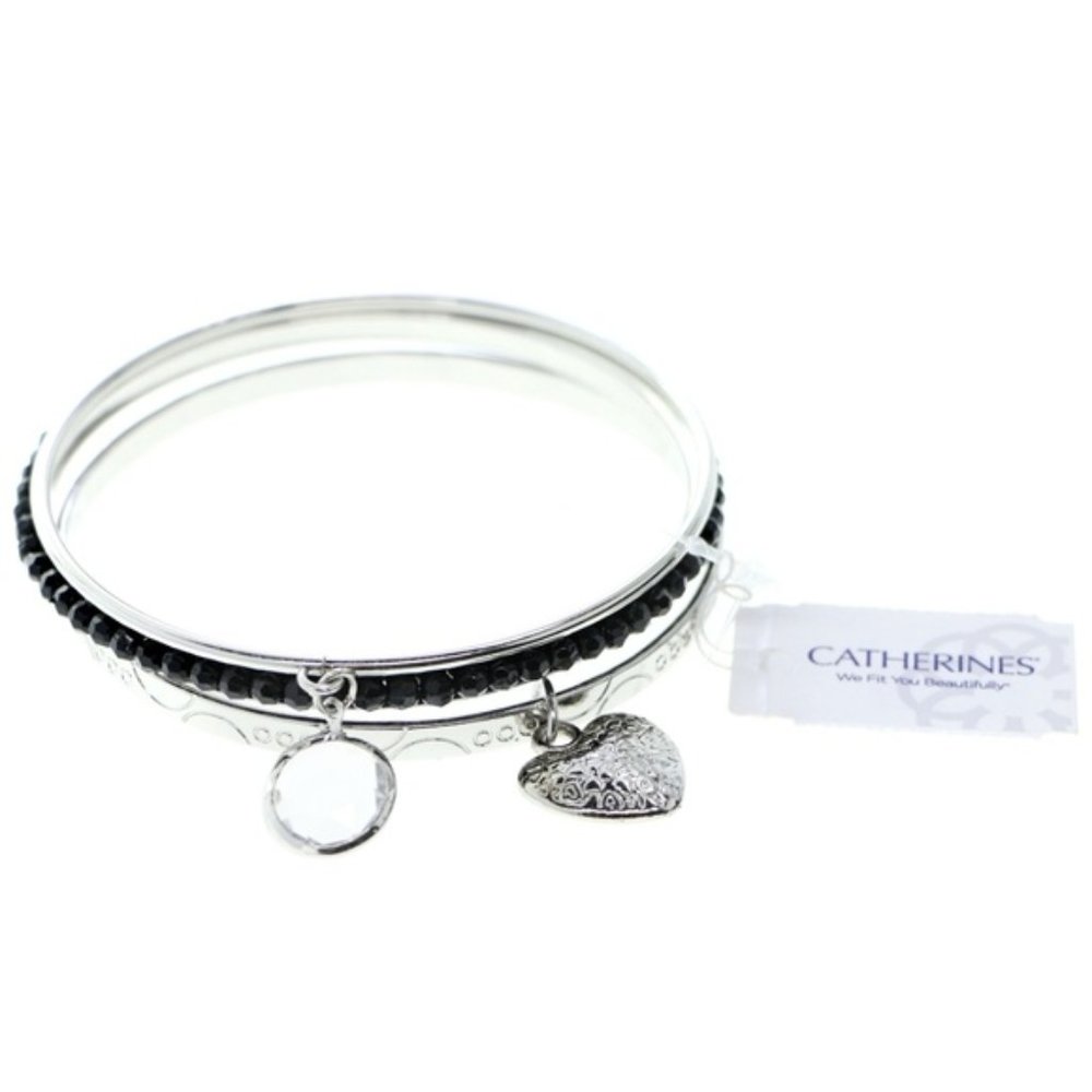 Catherine's plus sized silver bangles with charms